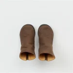 Front view of Hender Scheme Backzip Leather Boots in premium black leather