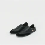 Front view of Hender Scheme black slip-on dress shoes premium leather formal footwear