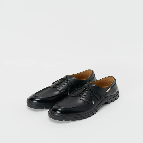 Front view of Hender Scheme Derby Casual Lace-Up Shoes in premium leather