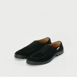 Front view of Hender Scheme Derby Classic Shoes with Vibram showing open lacing and smooth leather upper