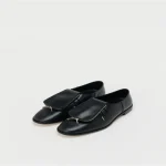 Front view of Hender Scheme Dress Purse Leather Shoes in premium black leather