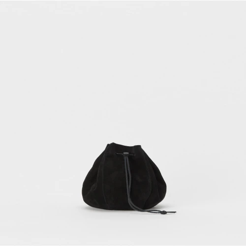 Front view of Hender Scheme Kinchaku Leather Drawstring Bag in genuine leather