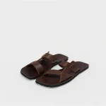 Front view of Hender Scheme leather strap sandals minimalist Japanese handmade footwear