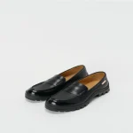 Front view of Hender Scheme Loafer Lug Sole Leather Shoes in premium leather