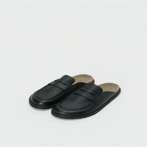 Front view of Hender Scheme Morgan Modern Mule Loafer Shoes in premium leather