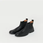 Front view of Hender Scheme Side Gore Leather Boots showcasing smooth leather finish and elastic side panels