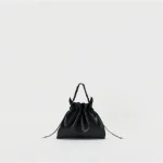 Hender Scheme Black Woven Sac Gloss Bag front view in black woven leather