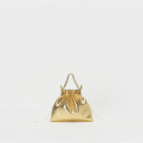 Hender Scheme Gold Woven Sac Gloss Bag front view with woven leather design