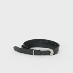 Front view of Hender Scheme Milk Leather Shoulder Belt showing soft cream leather strap and minimalist metal hardware