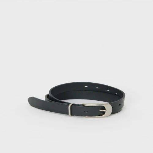 Front view of Hender Scheme Milk Leather Shoulder Belt showing soft cream leather strap and minimalist metal hardware