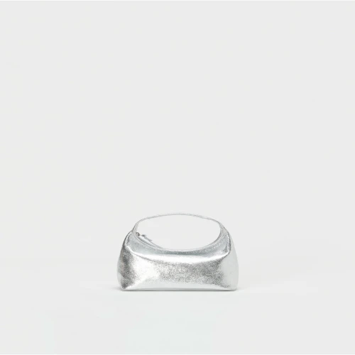 Hender Scheme Petit Silver Bag Gloss front view metallic leather mini bag