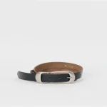 Front view of Hender Scheme Settler’s Leather Belt showing natural vegetable-tanned leather and metal buckle