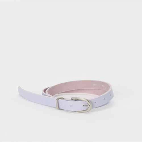 Front view of Hender Scheme Tanning Leather Belt showing natural tan leather and brass buckle