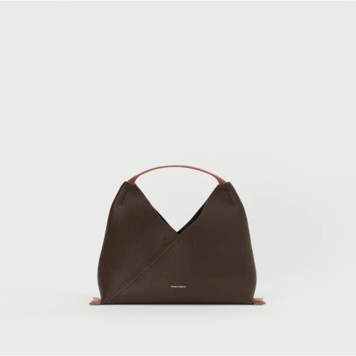 Hender Scheme Triangle Brown Small Bag front view in brown color